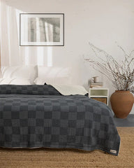Cloud Checker Plush Blanket - Black