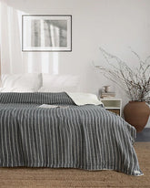 Dreamy Stripe Plush Blanket - Black