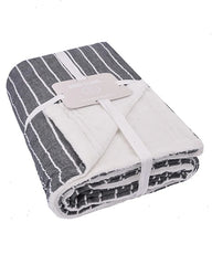 Dreamy Stripe Plush Blanket - Black